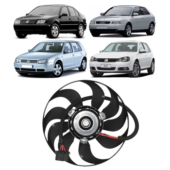ELETROVENTILADOR VENTOINHA MENOR AUDI A3 1999 A 2006 VOLKSWAGEN GOLF BORA 1999 A 2013 POLO 2003 A 2006 3 FIOS 9 PAS MOTOR 100MM BAUEN