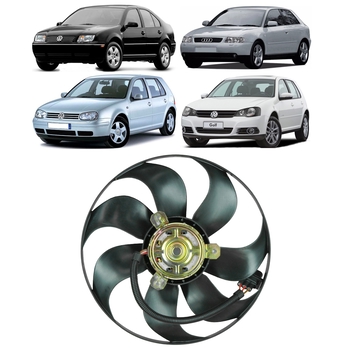 ELETROVENTILADOR MAIOR AUDI A3 VOLKSWAGEN BORA GOLF NEW BEETLE 1999 A 2013 POLO 2003 A 2006 7 PAS 3 PINOS MOTOR LARGO 100MM MAHLE